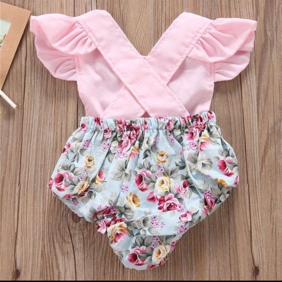 pink Unicorn Floral Romper 6-9 months - Picture 2 of 6